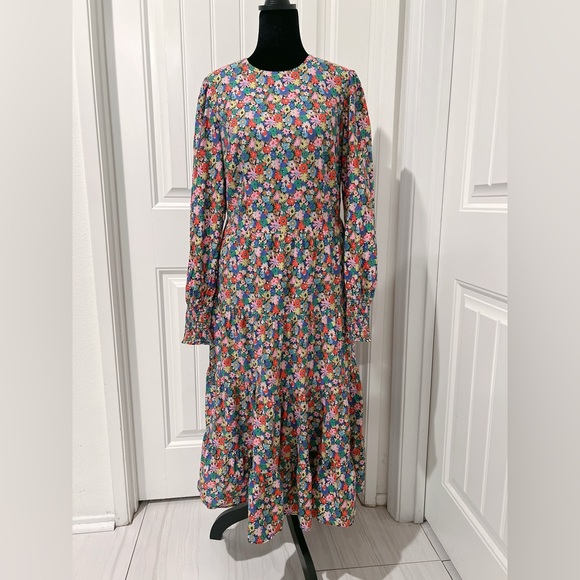 Boden Dress Multi Color Ditzy Floral Tiered Maxi Dress Bloomcore Cottage Size 8 - Picture 3 of 10